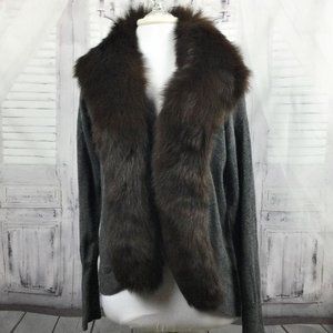 Luisa Cerano Gray Racoon Fur Cardigan Sweater 8